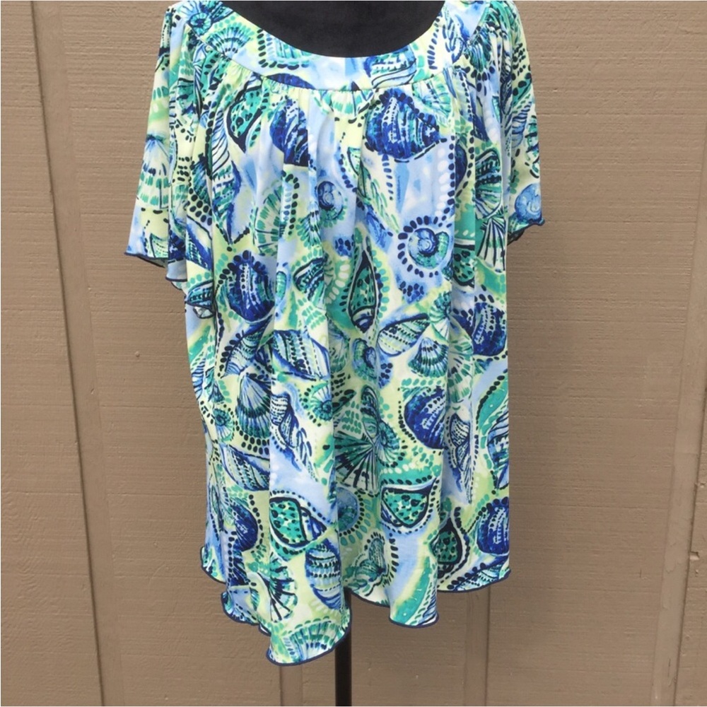 Links Blue/Green Shell Blouse - Picture 3 of 11